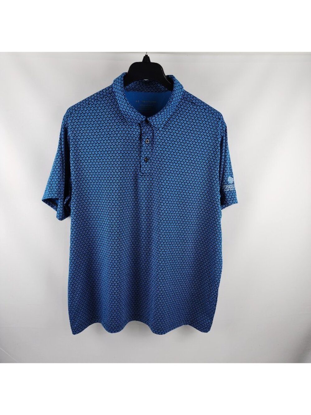 Under Armour Shirt Mens 2XL Blue Black The Playoff Polo Arm Logo